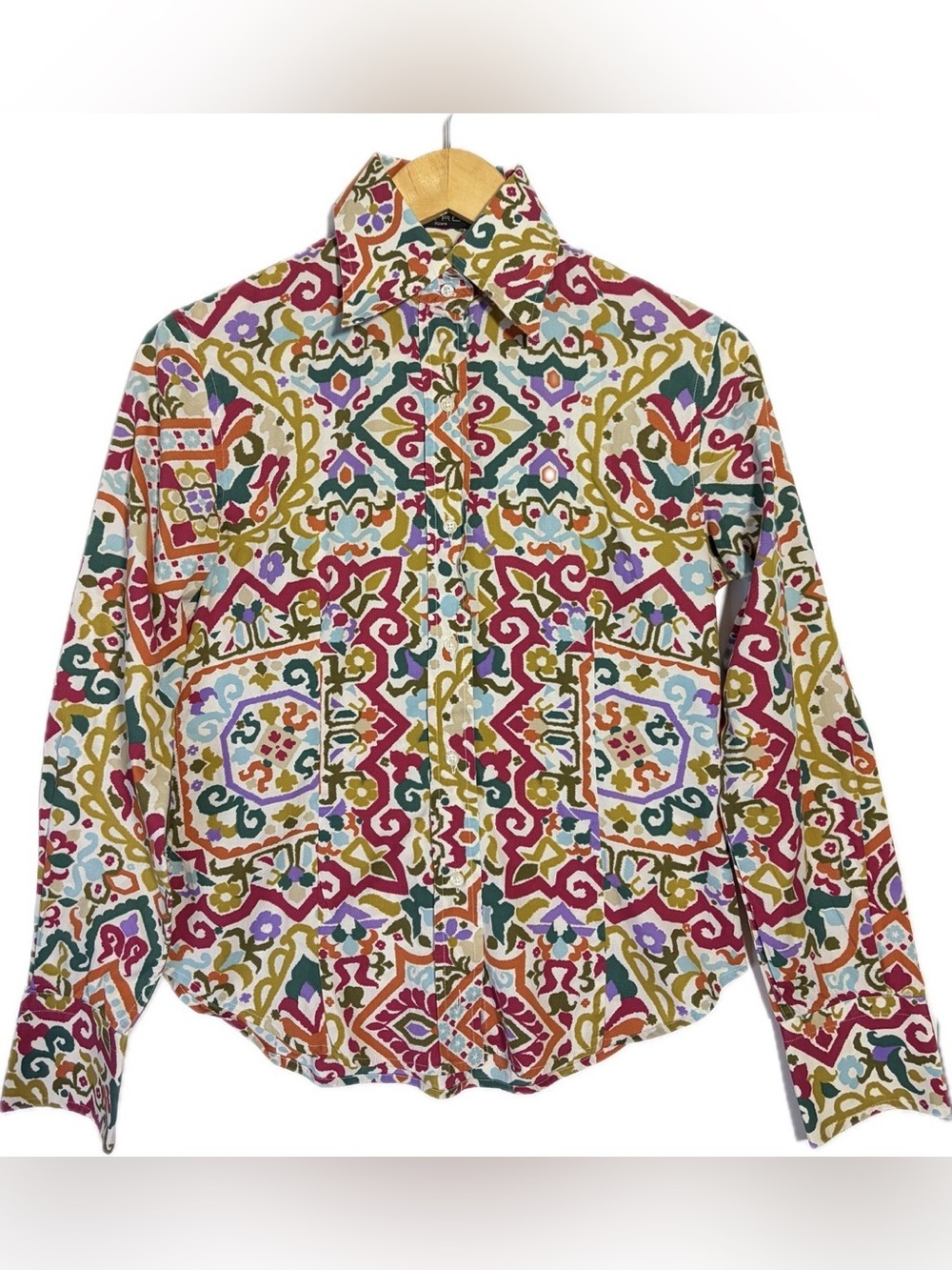 Etro Milano Paisley Print Button Up Shirt Size 38 Cotton Boho Italy